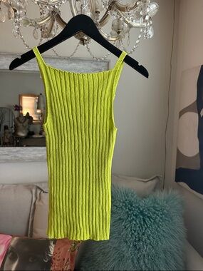 Zara Neon Lime Ribbed Tank Top